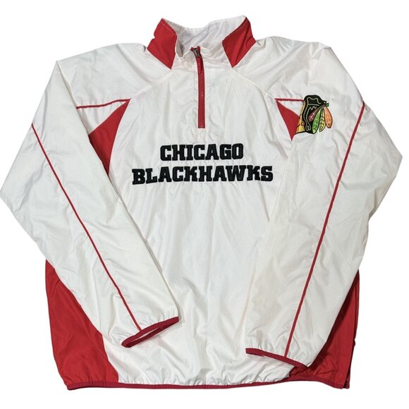 Chicago Blackhawks Size M Men Jacket White/Red Zip-Up Lightweight Windbreaker - Picture 4 of 14